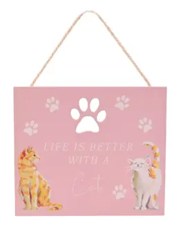 Placa decorativa La vida es mejor con un gato