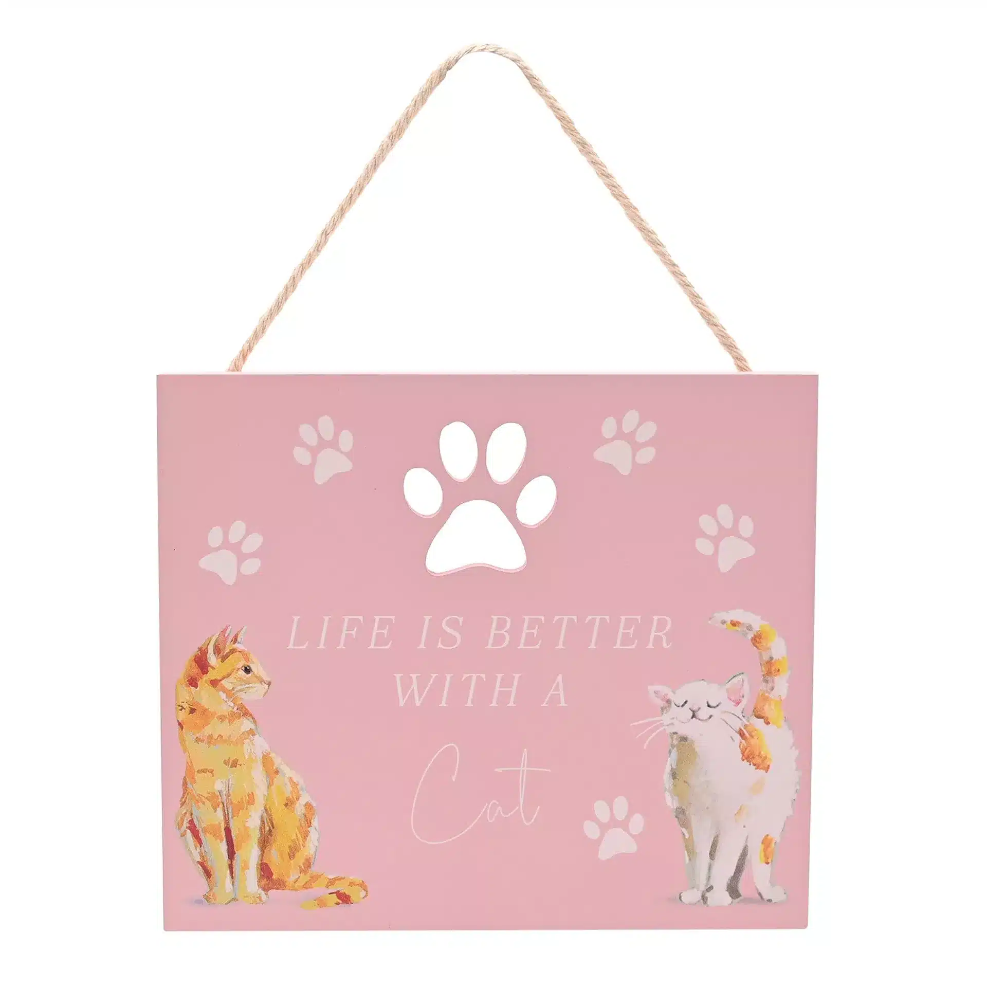 Placa decorativa La vida es mejor con un gato - Imagen 2