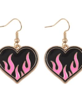 Pendientes corazones llama rosa