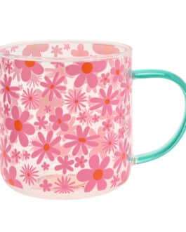 Taza cristal flores rosas
