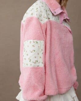 Sudadera polar flores rosa