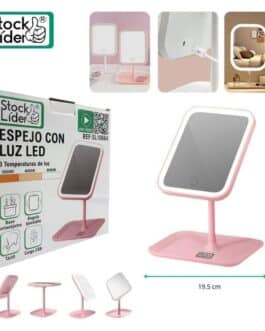 Espejo con luz led rosa