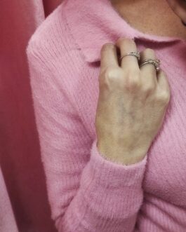 Jersey pelito rosa con cuello camisa