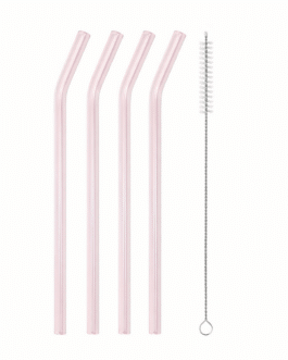 Set 4 pajitas de cristal rosas