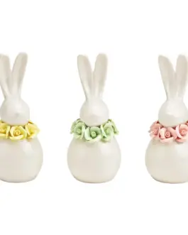 Conejos de porcelana corona de flores