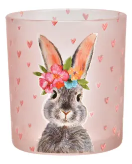 Vaso cristal porta velas conejo