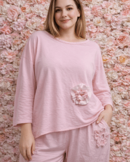 Conjunto rosa con flor Milano