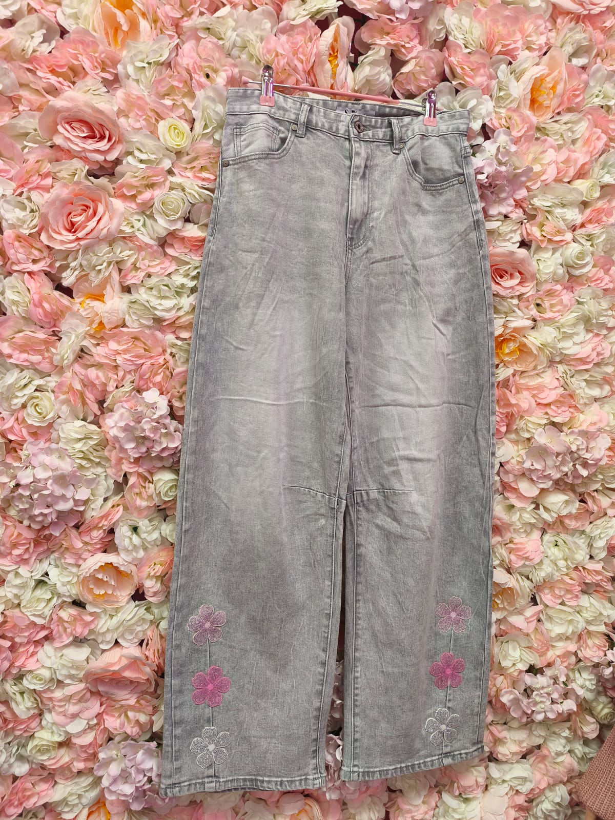 Vaqueros flores purpurina - Imagen 3