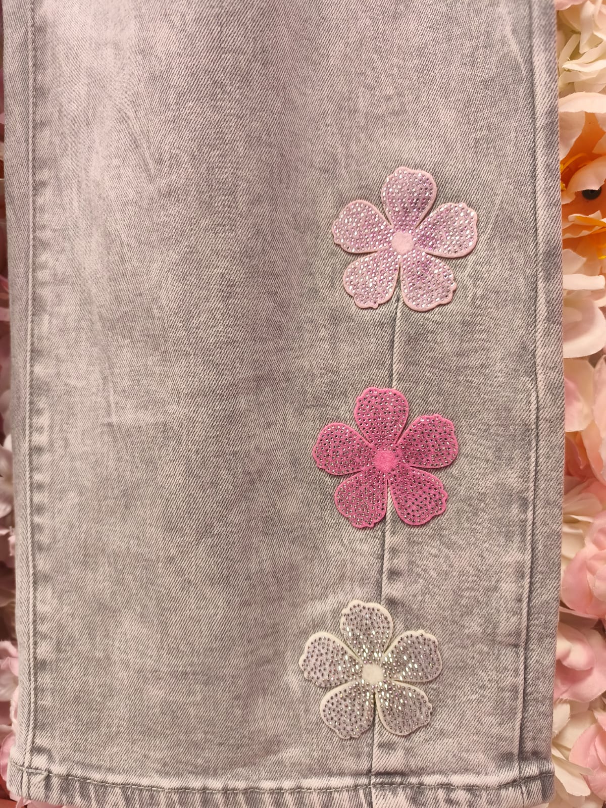 Vaqueros flores purpurina - Imagen 5