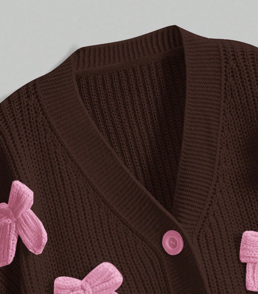 Conjunto de vestido rosa y jersey con lazos - Imagen 2