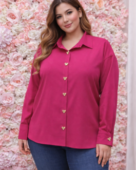 Camisa fucsia corazones dorados
