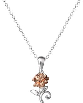 Collar plata flor la Bella y la Bestia