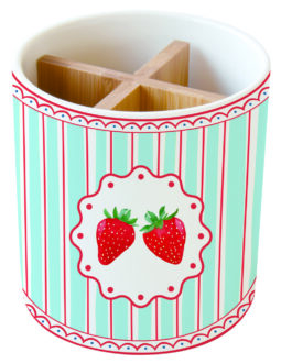 Contenedor de cubiertos fresas