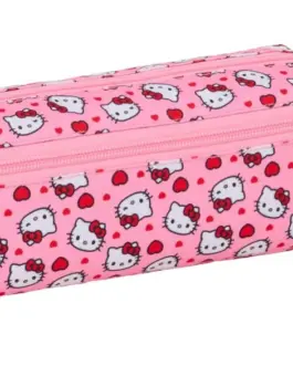 Estuche triple rectangular Hello Kitty