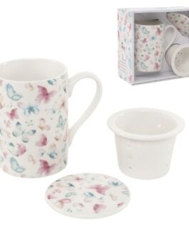 Taza con infusor mariposas