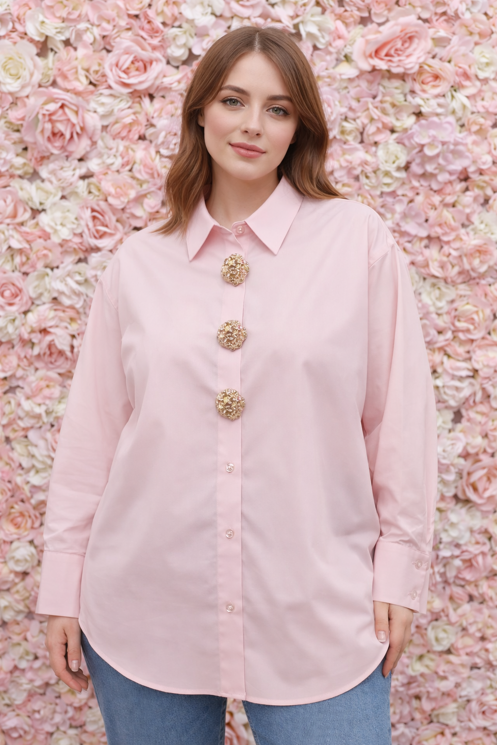 Camisa curvy botones dorados