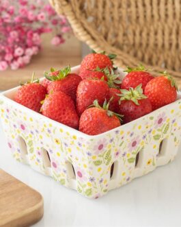 Cesta cerámica flores