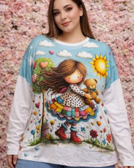 Camiseta curvy niña con osito