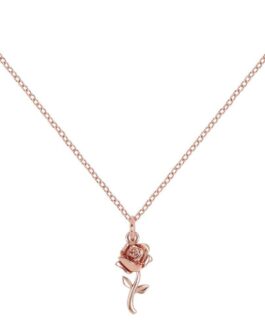 Collar rose gold flor la Bella y la Bestia