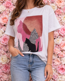 Camiseta brilli silueta gatos
