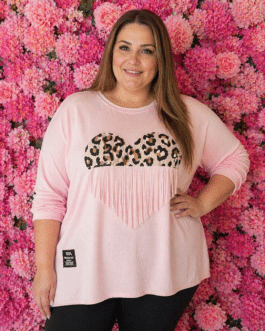 Sudadera curvy corazón leopardo