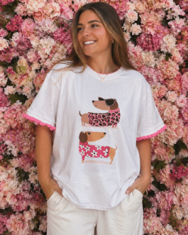 Camiseta curvy perritos rosas