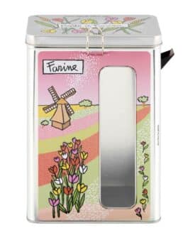 Caja metálica con ventana harina