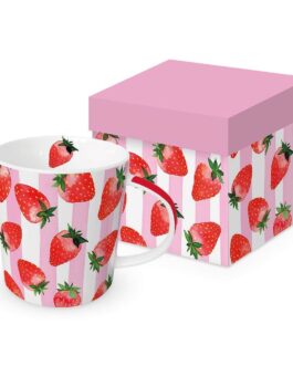 Taza fresas con caja decorativa