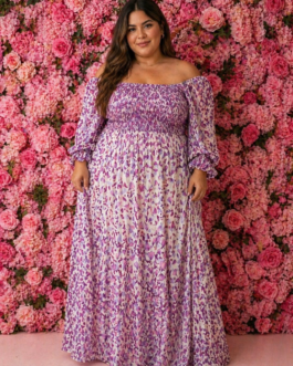 Vestido curvy estampado lila