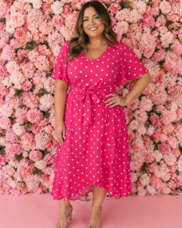 Vestido largo curvy lunares