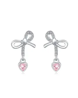 Pendientes plata lazo y corazón