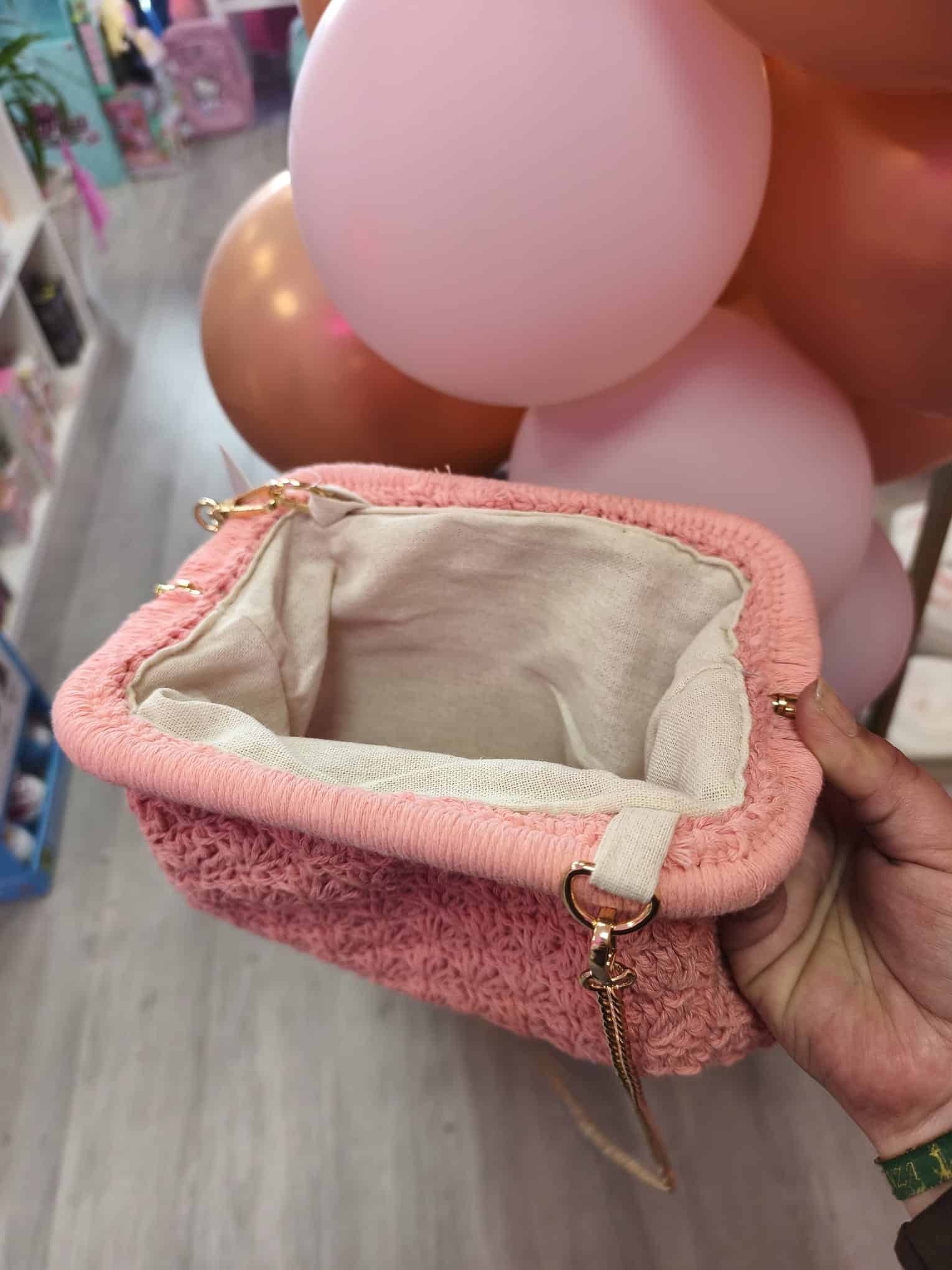 Bolso rosa crochet vintage - Imagen 3