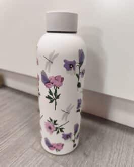 Botella termo acero amapolas