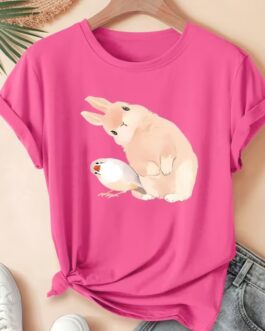 Camiseta conejo y pájaro cotillas