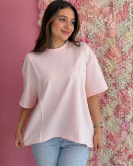 Camiseta rosa corte evasé