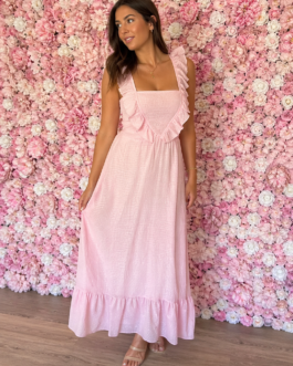 Vestido cuadros vichy rosas