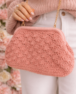 Bolso rosa crochet vintage