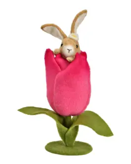 Conejito en flor de fieltro