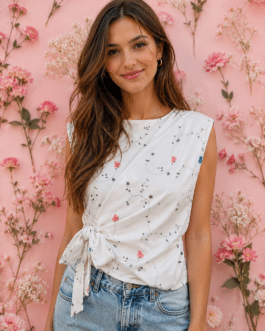 Blusa delicada lazo flores