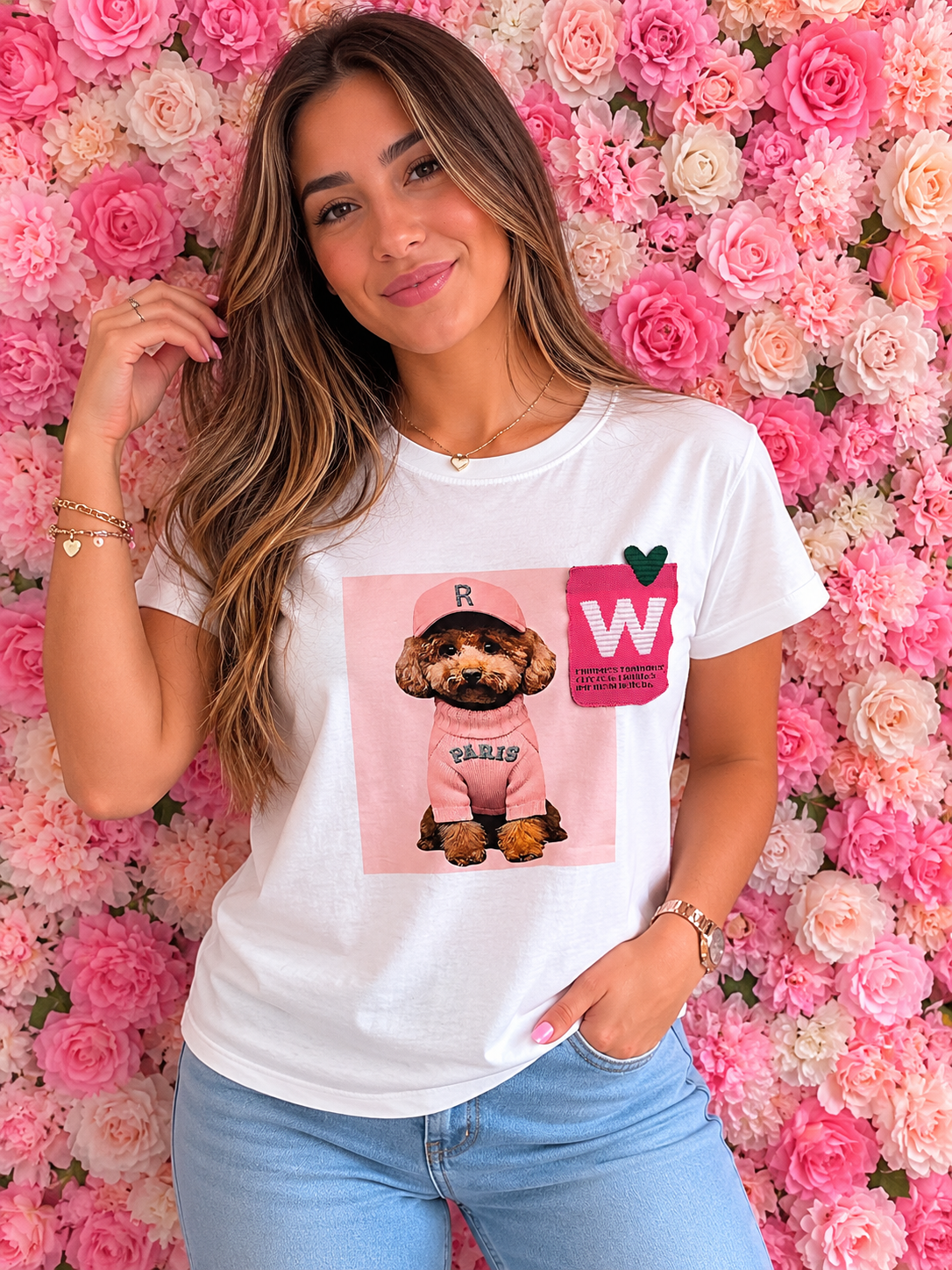 Camiseta perro divertido con bolsillo