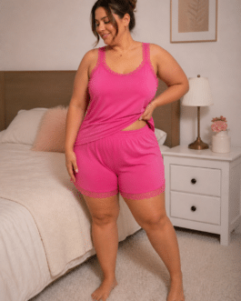 Pijama lencero fucsia curvy