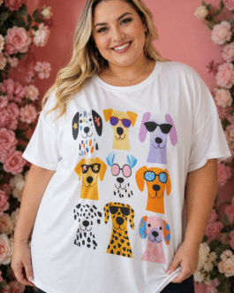 Camiseta curvy perros divertidos