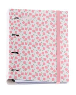 Carpeta anillas florecitas rosas