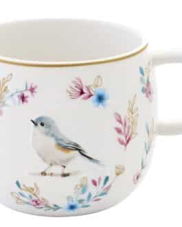 Taza pajarito con flores