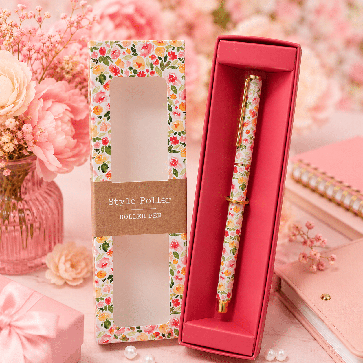 Bolígrafo roller floral