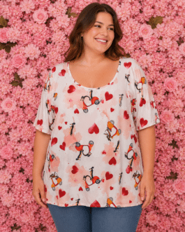 Camiseta curvy perros en vespa