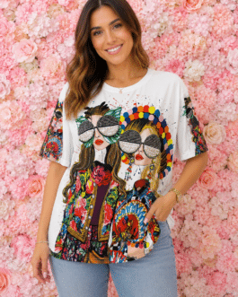 Camiseta colorida chicas con perlas