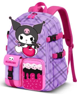 Mochila Kuromi grande compartimentos