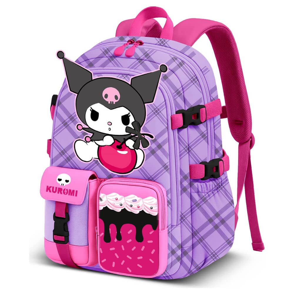 Mochila Kuromi grande compartimentos