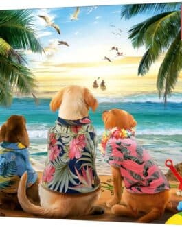 Puzzle perros en la playa